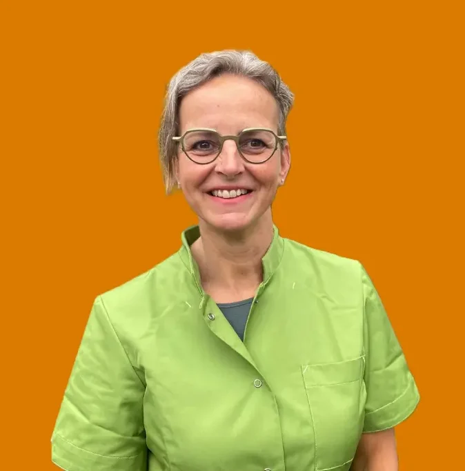 Ellen Kieven in haar groene jasje.